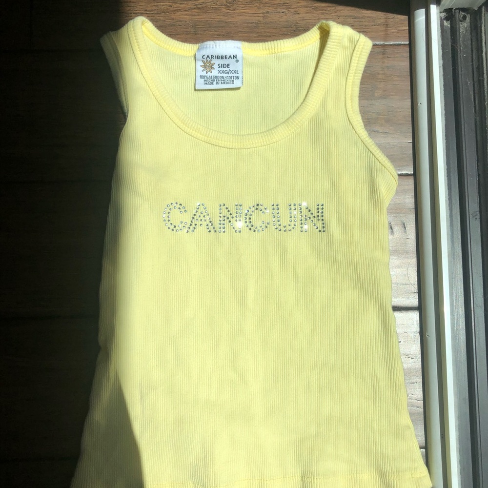 Yellow bedazzled Cancun crop top